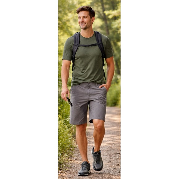 PRANA Grey Hemp Blend Performance Shorts Men's 38 Outdoor Travel Stretch - Picture 3 of 8